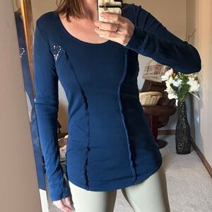 100 % cotton unique lace Navy Blue Women's Top